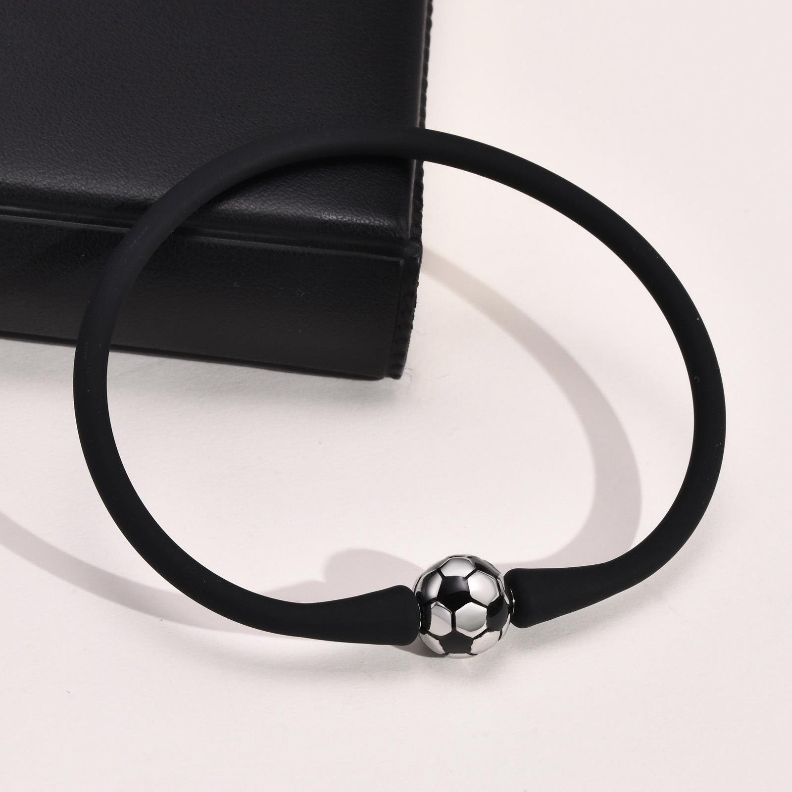 sports jewelry stainless steel silicone baseball football charm bracelet for men 3