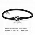 sports jewelry stainless steel silicone baseball football charm bracelet for men 12