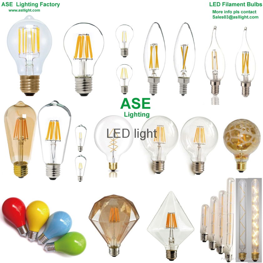 LED Filament Bulb E27 E14 dimmable 8W 10W 12W A60 A19 G125 ST64 C35 T30 3