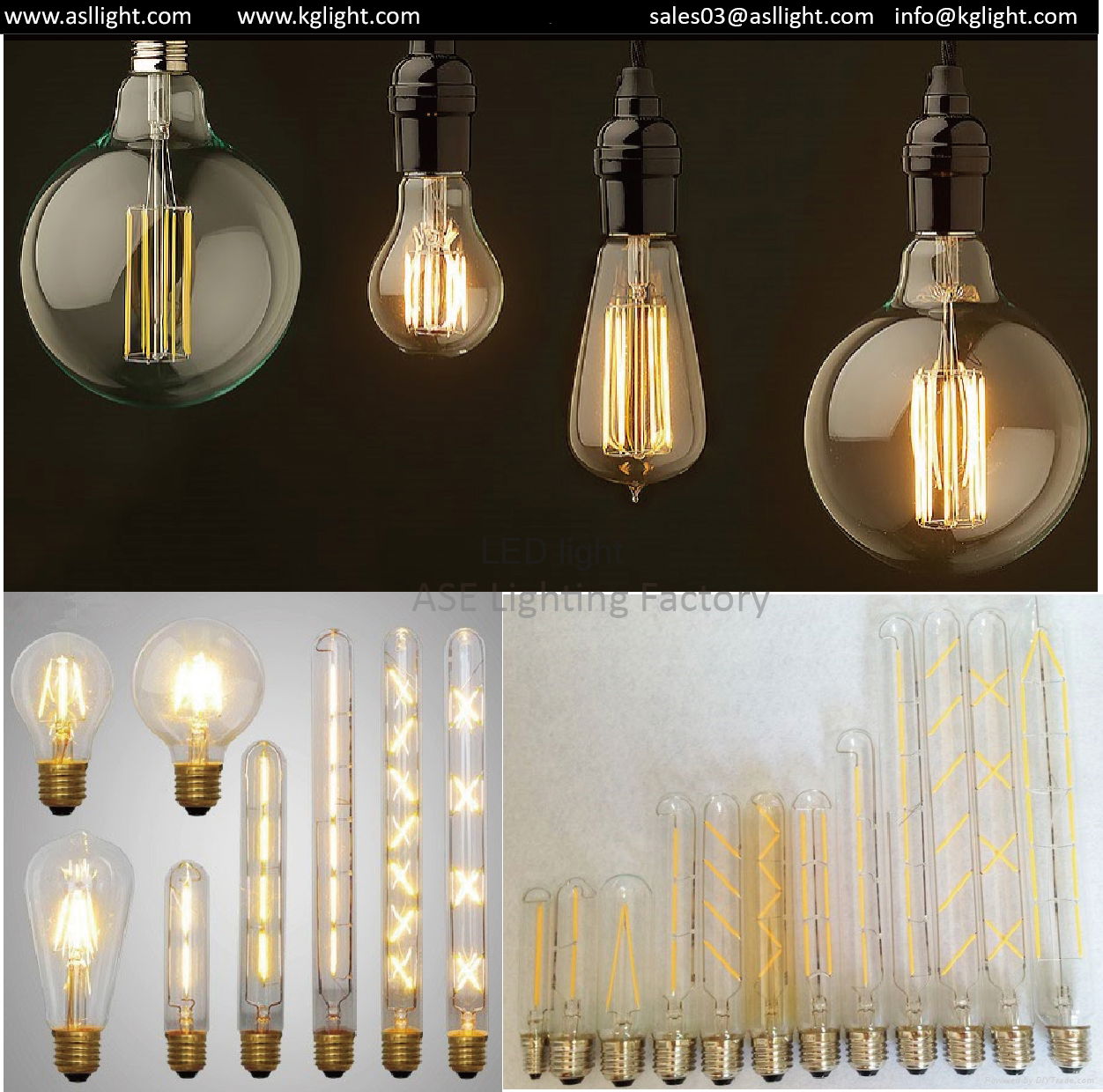 LED Filament Bulb E27 E14 dimmable 8W 10W 12W A60 A19 G125 ST64 C35 T30