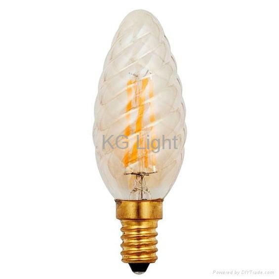 CE/RoHs listed C35 E12/E14/E17 4W dimmable led filament candle LED bulb 4