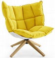 Hot fiberglass shell and fabric cushion modern husk lounge chair 1