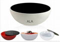 tempered round glass top bowl shape storage function fiberglass coffee table