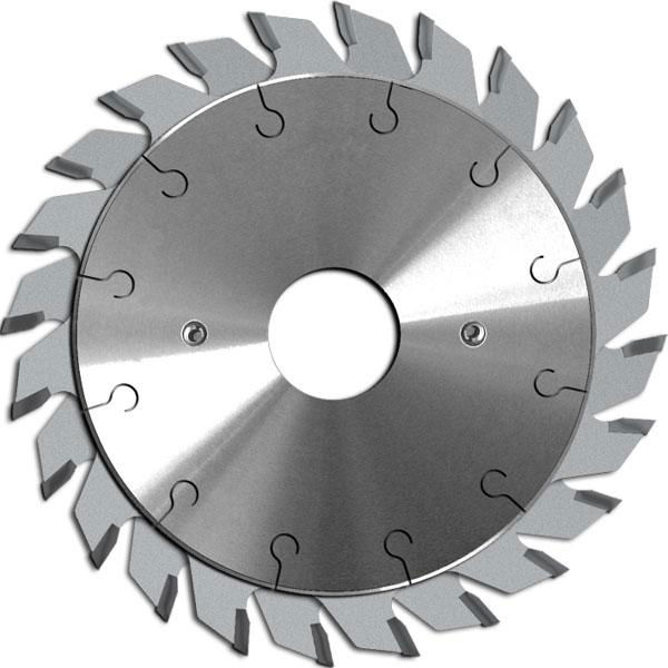 Adjustable scoring saw blades