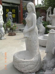 花崗岩石雕浴女水盆
