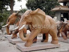 石雕大象子母象
