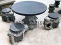 石雕树墩形圆桌，动物石雕桌凳椅 3