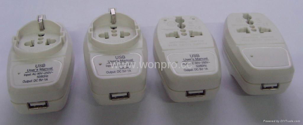 All in One Travel Adapter Kit w/  USB charger(ASTDBU-P10-PP)     3