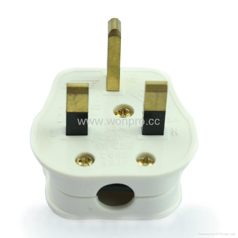 UK, Iraq Grounded Rewiring Plug with Fuse 13A250V in White(WSP-7-W)