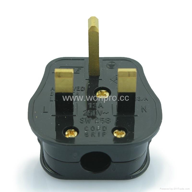 UK, Iraq  Grounded Rewiring Plug with Fuse 13A250V in Black(WSP-7-BK) 1