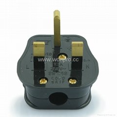 UK, Iraq  Grounded Rewiring Plug with Fuse 13A250V in Black(WSP-7-BK)