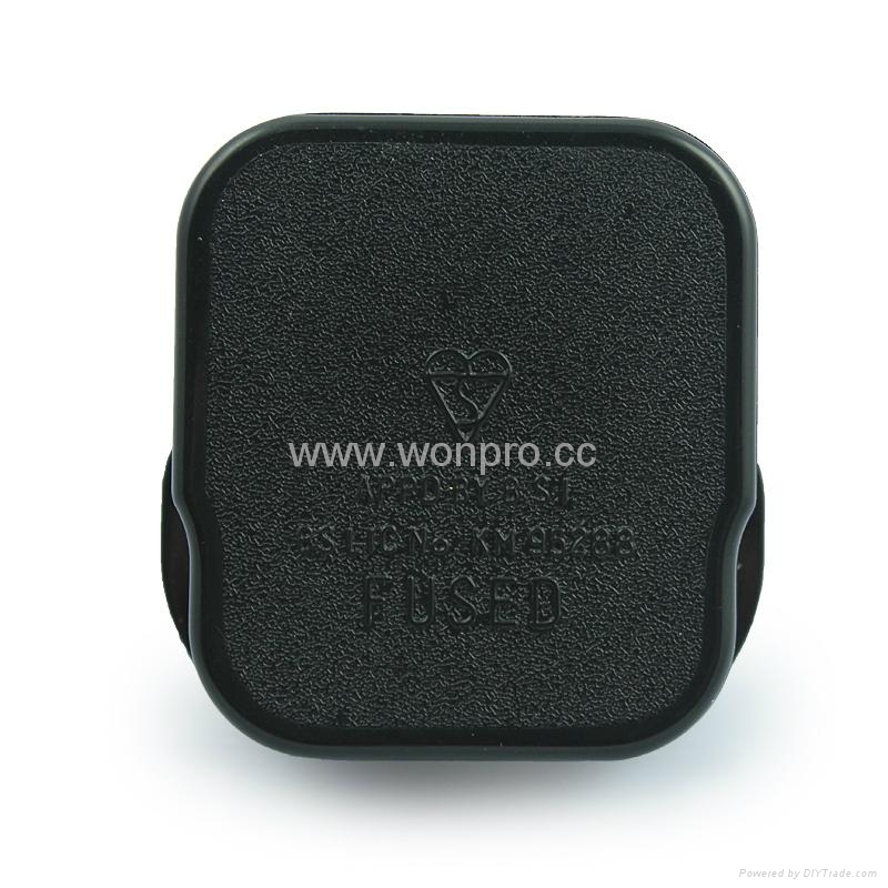 英标二极带接地插头带保险丝13A250V黑色(WSP-7-BK) 2