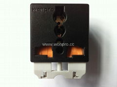 Universal receptacle module with safety shutter in black Orange shutter(R4S-BK)