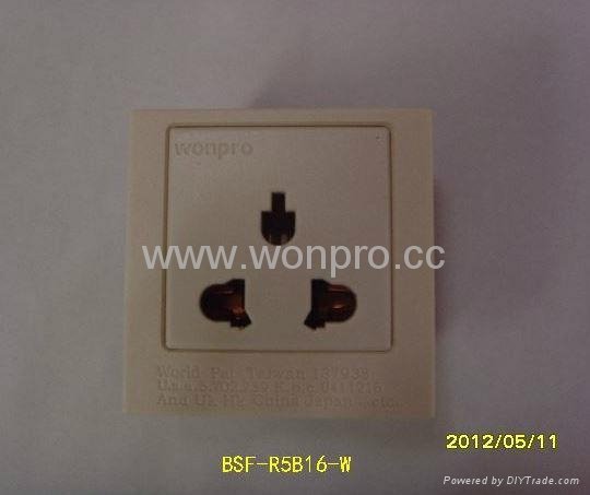 Inlay Way Industrial  GB 2 or 3 pole ,Euro & GB multi-socket 2P+E(BSF-R16-W 10A) 5