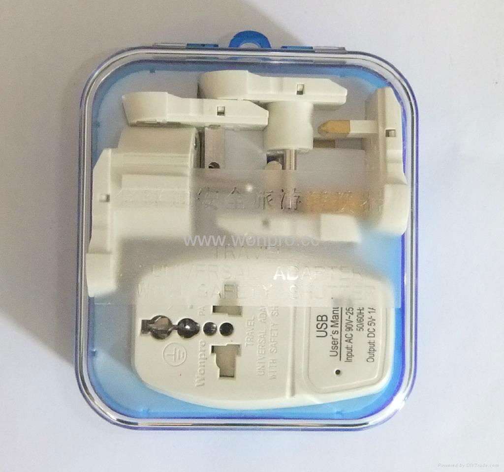 All in One Travel Adapter Kit w/ USB charger(ASTDBU-SB)