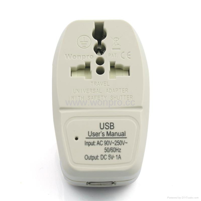 美日式旅游转换器带USB充电(WASDBU-5-W) 3