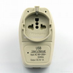 USA，Japan Travel Adapter with USB charger(WASGFDBUvs-5-W)