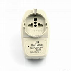 USA，Japan Travel Adapter with USB charger(WASGFDBU-5-W)