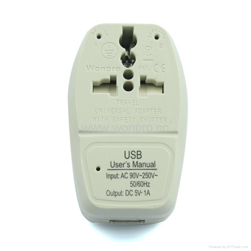 英式旅游转换器带USB充电(WASDBUvs-7-W)