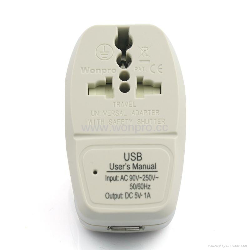 South Africa Travel Adapter with USB charger(WASDBU-10L-W) 1