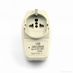  China, Australia Euro-Universal Travel Adapter with USB charger(WASGFDBU-16-W) 