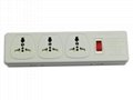 防雷型三位全球通安全插座延长线带IEC C14接口 排插 中间转换器 