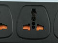 防雷型黑色三位万用插座带保护延长线组合 排插 中间转换器 
