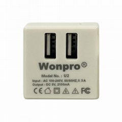 Wonpro稳不落USB插座5V2.1A双充电插口U2/机柜设备组合模块功能件