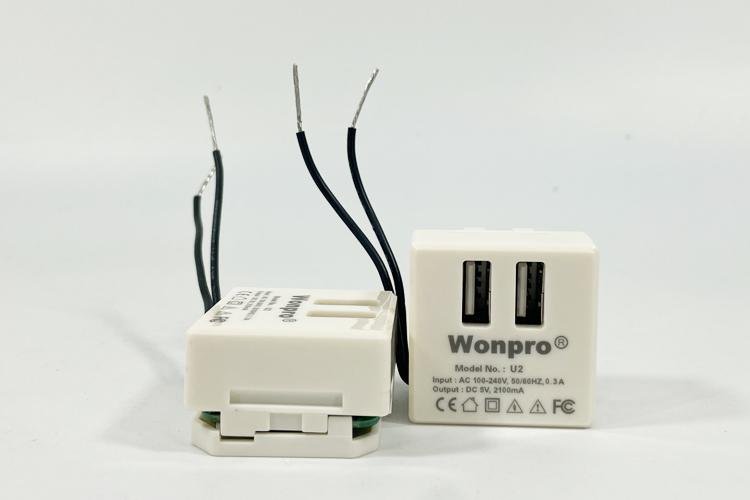 Wonpro稳不落USB插座5V2.1A双充电插口U2/机柜设备组合模块功能件 3