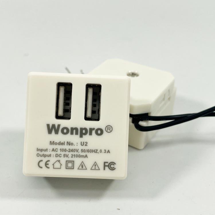 Wonpro稳不落USB插座5V2.1A双充电插口U2/机柜设备组合模块功能件 2