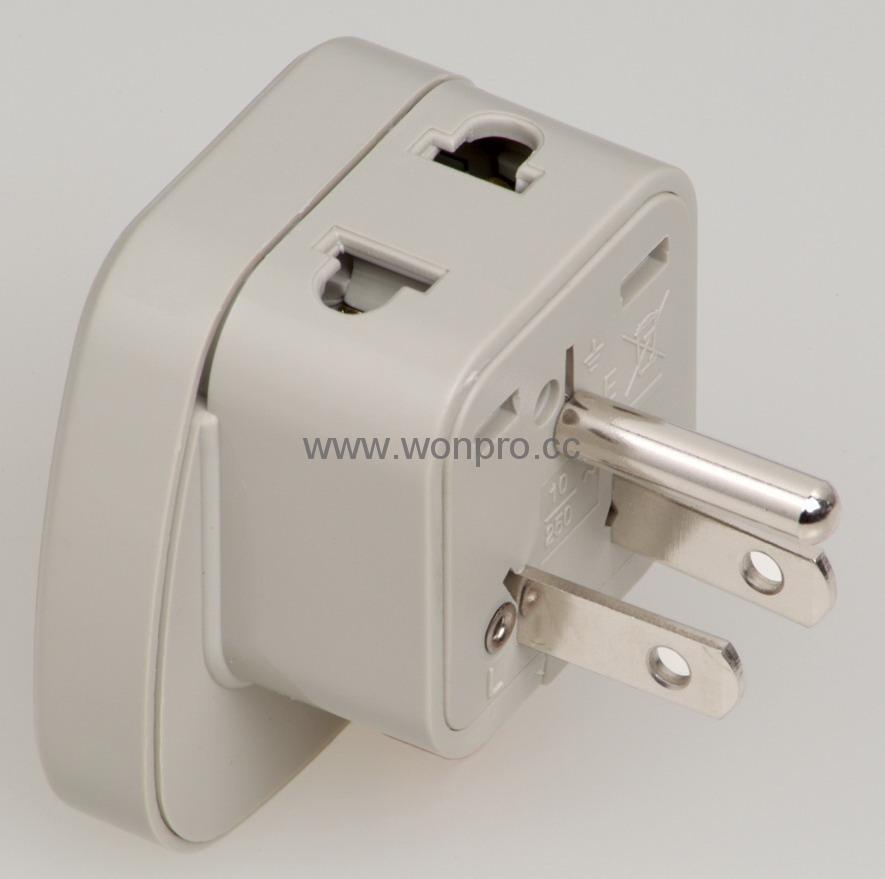 Wonpro Univeral Safety Travel Adapter w/ 2-pin Universal Socket （WASDBvs Series） 2