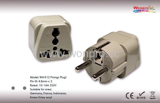 Wonpro Schuko  Grounded Plug Adapter WA-9-W  1