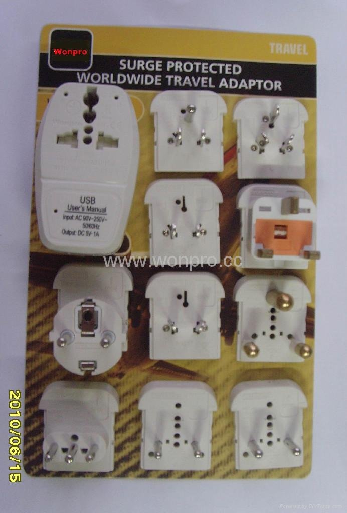 All in One Travel Adapter Kit w/USB charger(ASTDBU-P10vs-PP) 2