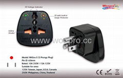 US  Grounded Plug Adapter w/indicator and surge protection(WASvs-5.BK )