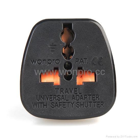 Japan, US  Ungrounded Plug Adapter with safety shutter(WAS-6-BK) 2