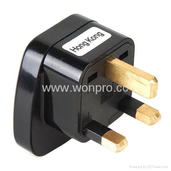 UK, Iraq  Grounded Plug Adapter with safety shutter(WAS-7-BK) 1