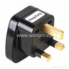 UK, Iraq  Grounded Plug Adapter with safety shutter(WAS-7-BK)