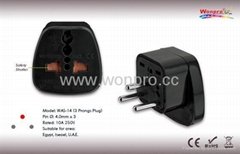 Israel Plug Adapter (Grounded, Ground)(WAS-14.BK)