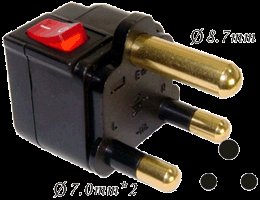 South Africa Plug Adapter (Grounded) （WSA-10L.BK）