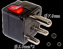India Plug Adapter (Grounded)（WSA-10.BK） 1