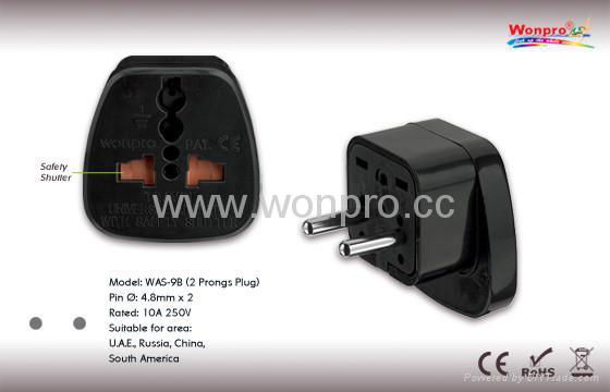 Russia Plug Adapter (Ungrounded)(WAS-9B.BK)