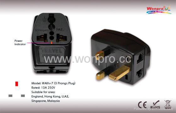 UK, Iraq Grounded Plug Adapter（WAIIIv-7.BK）