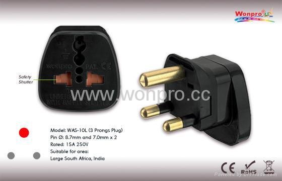 South Africa Plug Adapter (Grounded)(WAS-10L.BK) 1