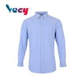 Wholesale blue plain 100% cotton long sleeve shirts for men
