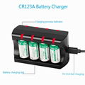 USB cr123a battery charger 8 Slot port smart with type c charging 8 cells