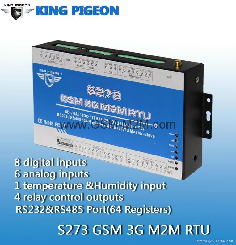 GSM SMS RTU Controller with APP 8DIN 6AIN 4DO 1Temperature RS232 RS485 RJ45 Port 4