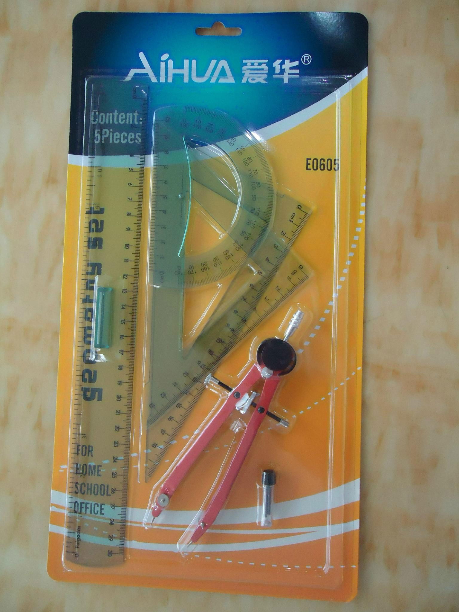 K material compass set math set with blister card packing