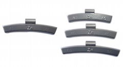 Zinc clip-on wheel weights for alloy rims