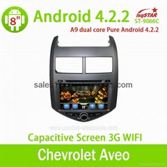 Pure Android 4.2 Car multimedia gps dvd player for Chevrolet Aveo with Steering