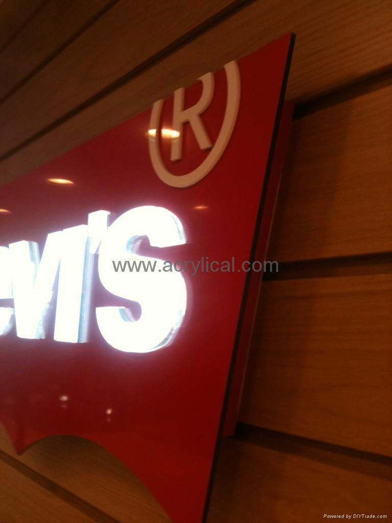 Wall mounted custom acrylic led light letter sign for retail store